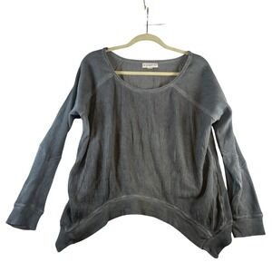 If It Were Me Womens Grey Waffle Knit Thermal Oversized Top High Low Hem Large